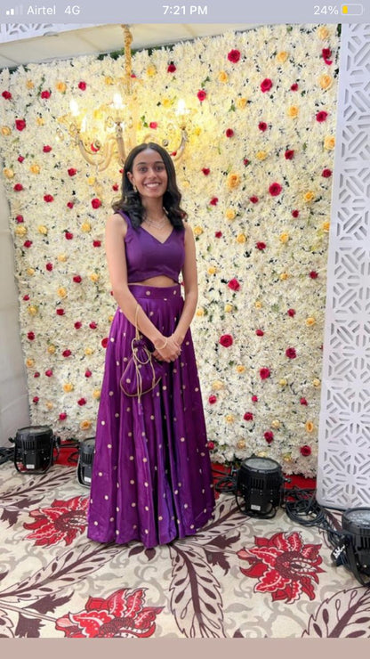 Purple Gaji Silk Lehenga Set - Sold- Can be Made on Pre Order