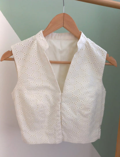 Sleeveless Collar Hakoba  Blouse