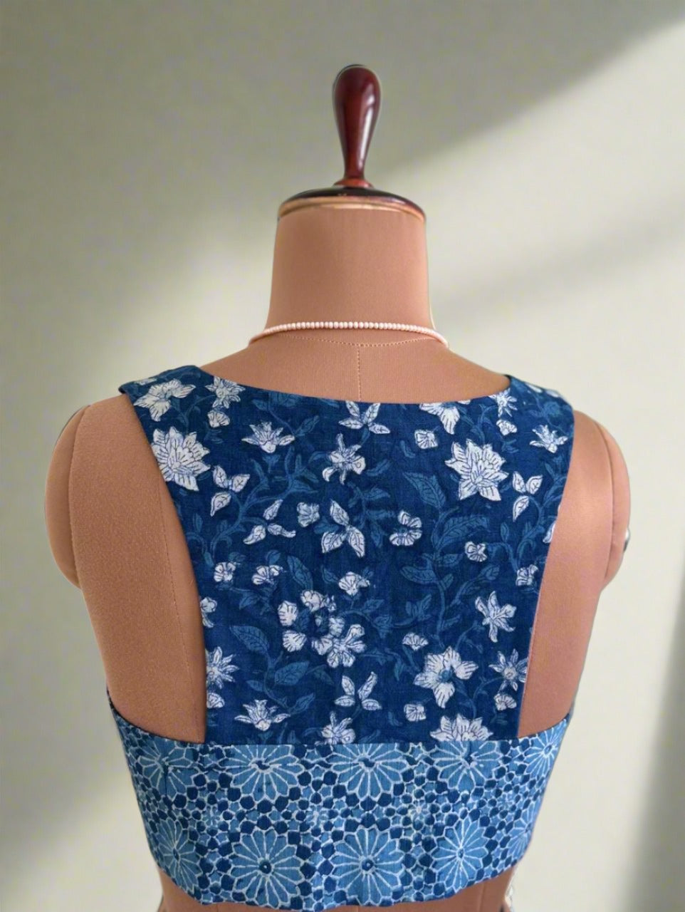 Indigo Sleeveless blouse-Alankrutha