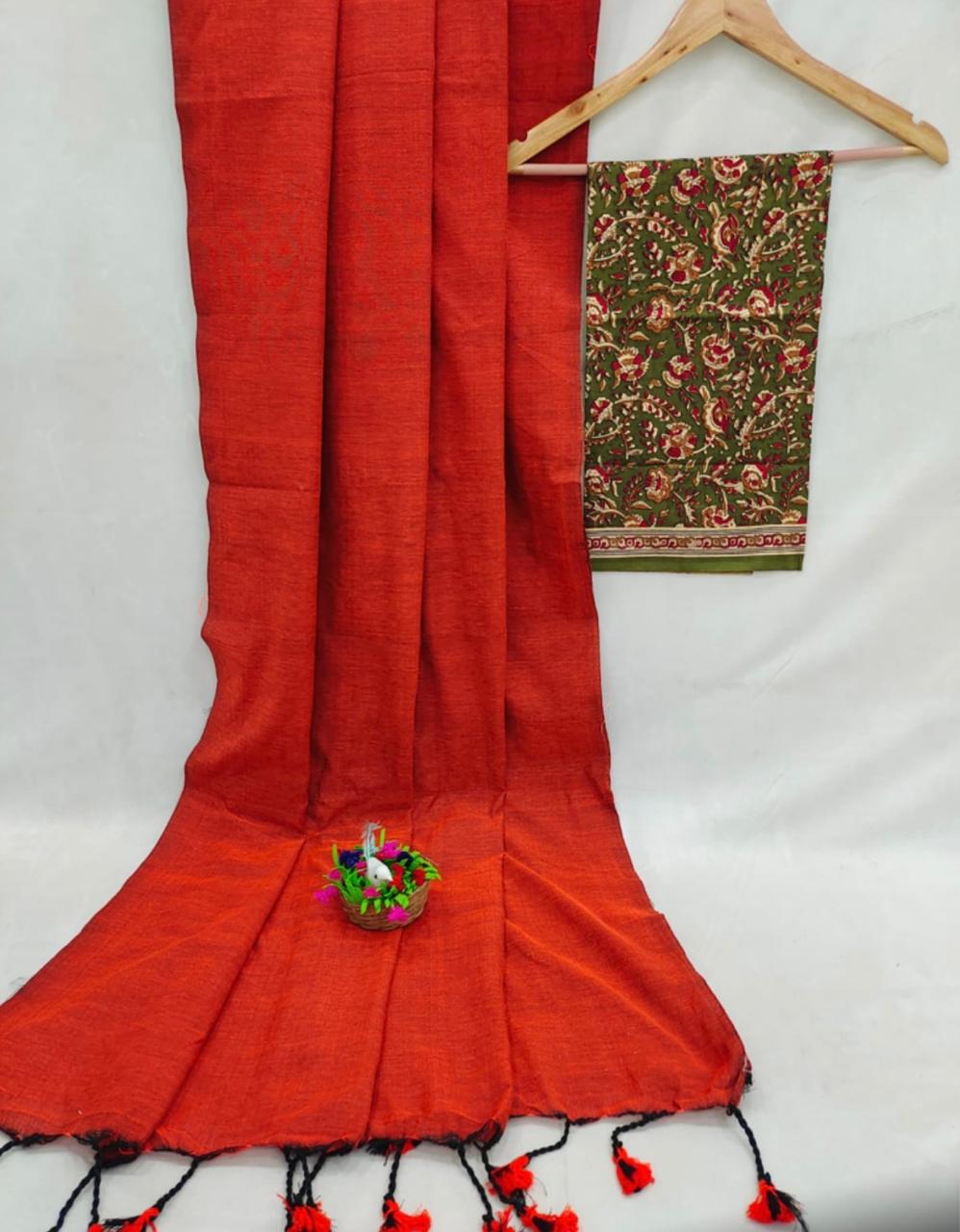 Brick red Mangalgiri Palin saree-Alankrutha