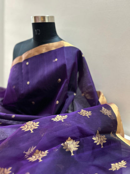 Purple Chanderi silk saree