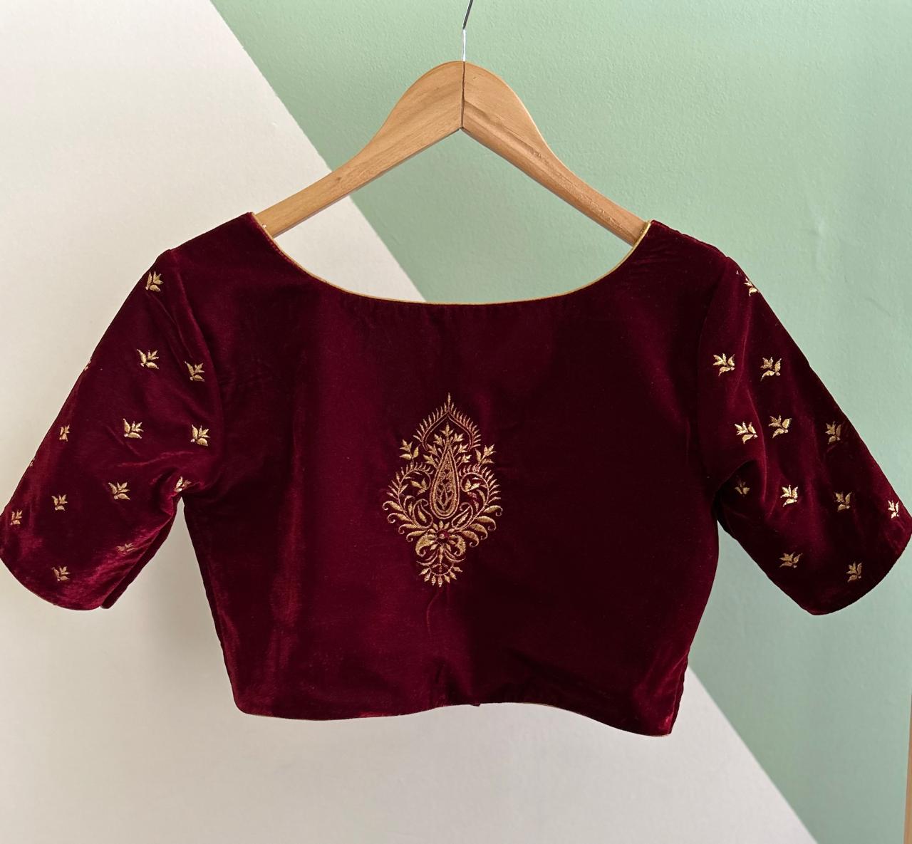 Maroon Velvet Blouse-Alankrutha