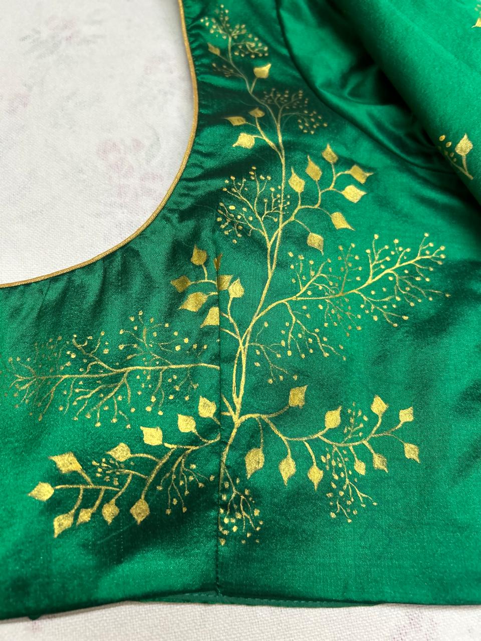 Green Silk Hand Painted Blouse