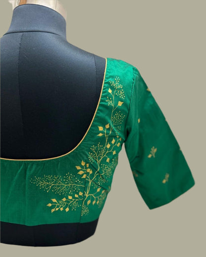 green silk handpainting blouse- Alankrutha