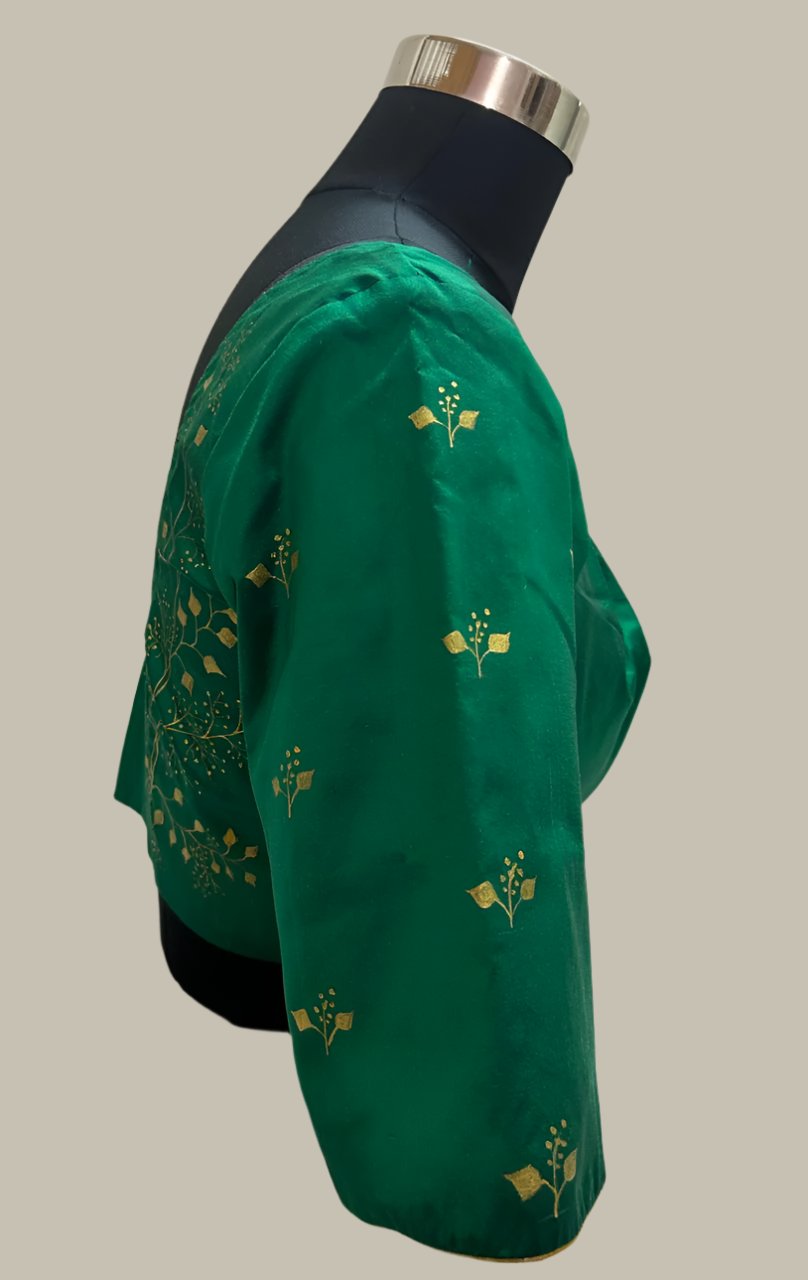 leaf hand painting blouse-Alankrutha