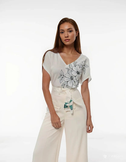 Hand paint Linen top-Alankrutha