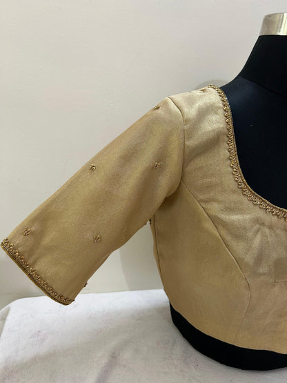 Gold tissue Hand embroidered blouse - Made on Pre Order
