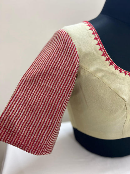 Red Brocade and Gold tissue blouse