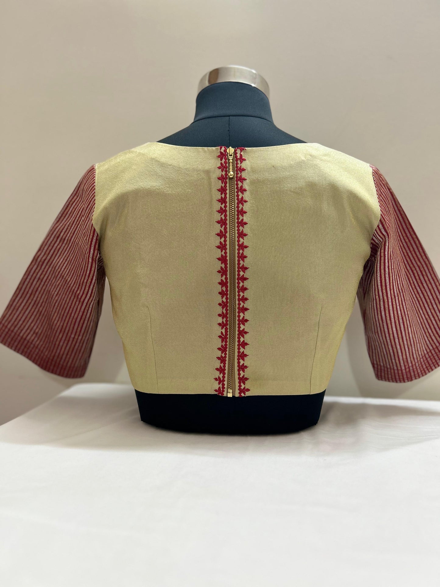 Red Brocade and Gold tissue blouse