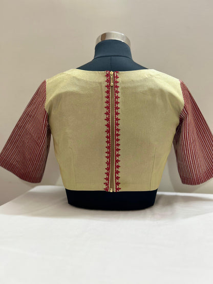 Red Brocade and Gold tissue blouse