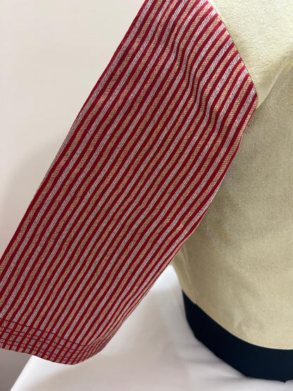 Red Brocade and Gold tissue blouse