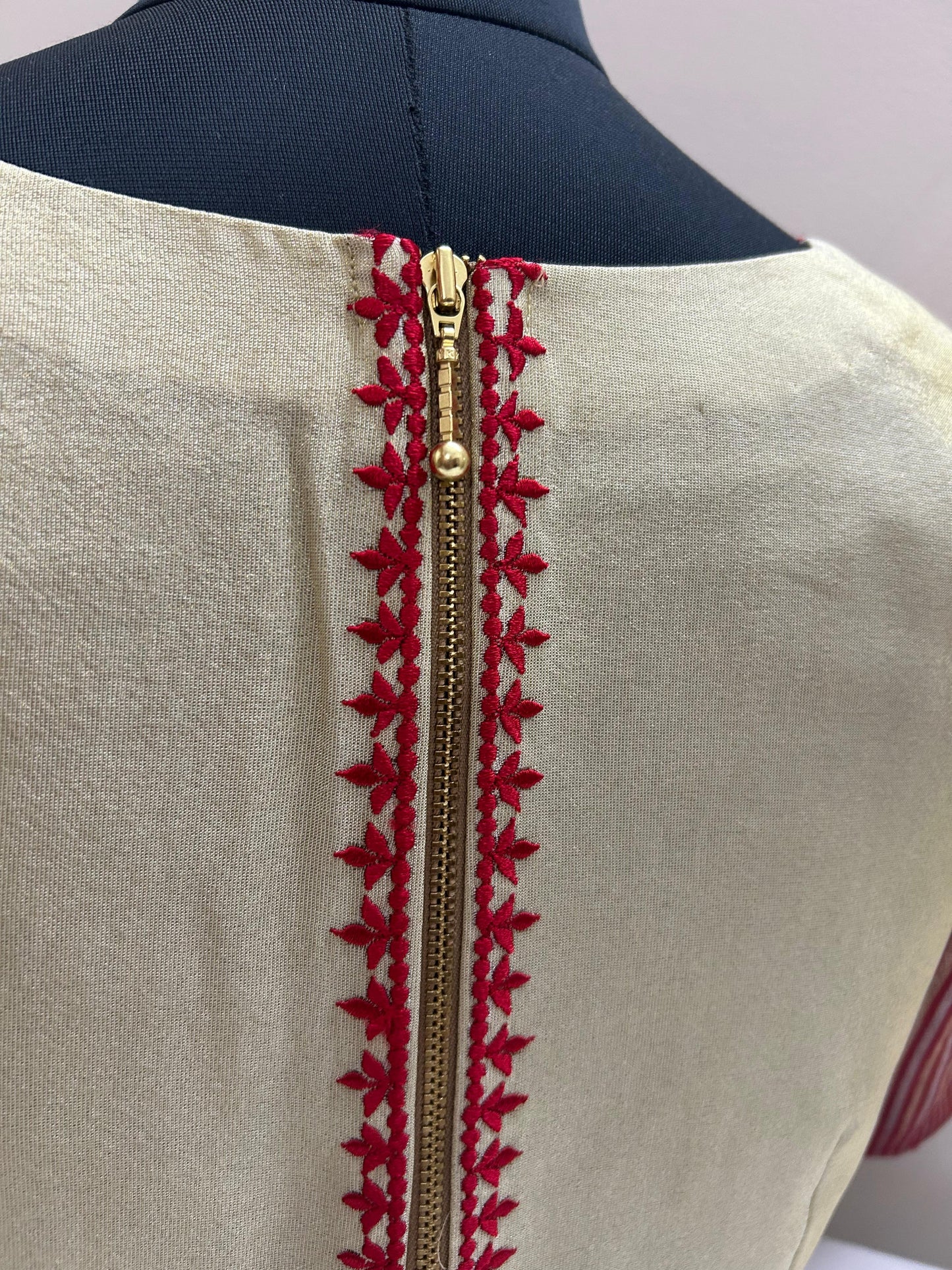 Red Brocade and Gold tissue blouse