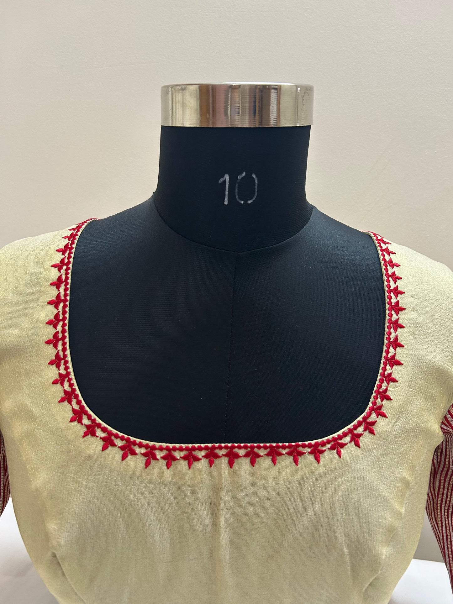 Red Brocade and Gold tissue blouse