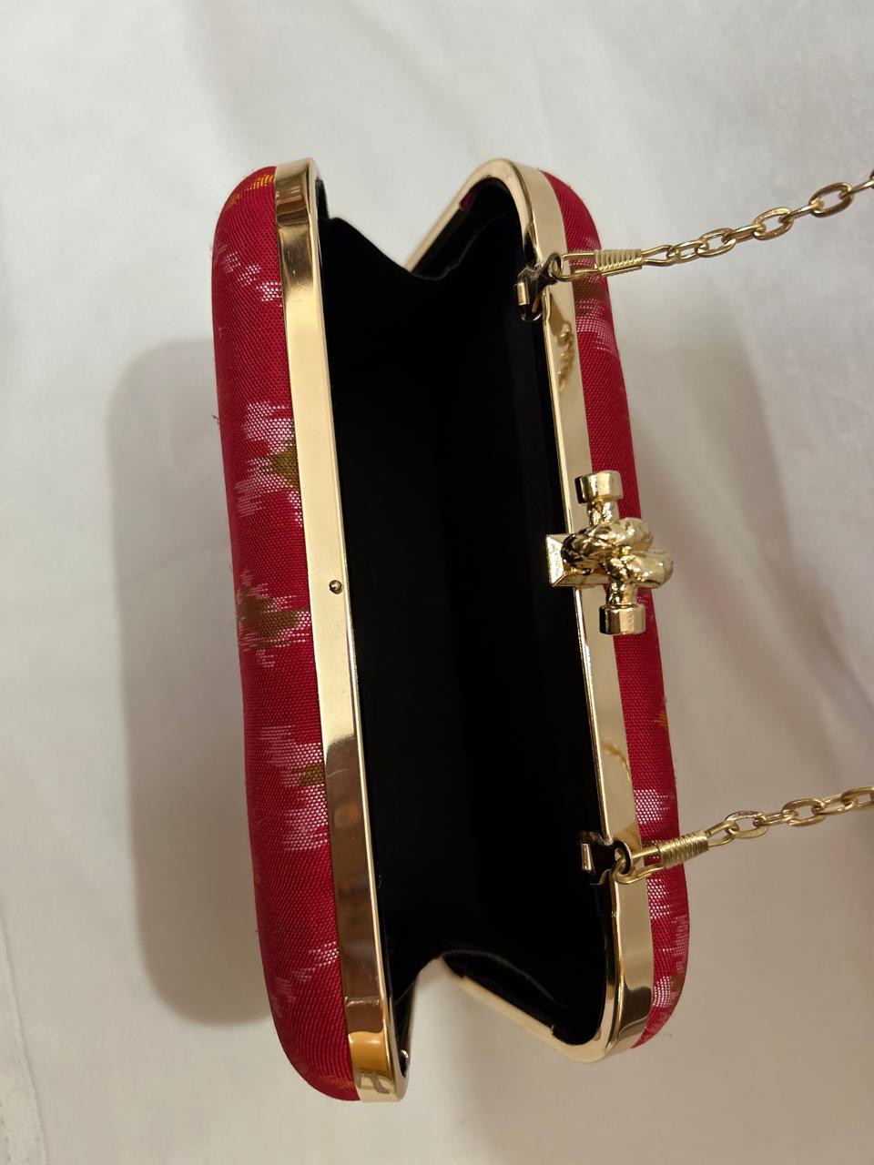 Red Pure silk Patan Patola Clutch