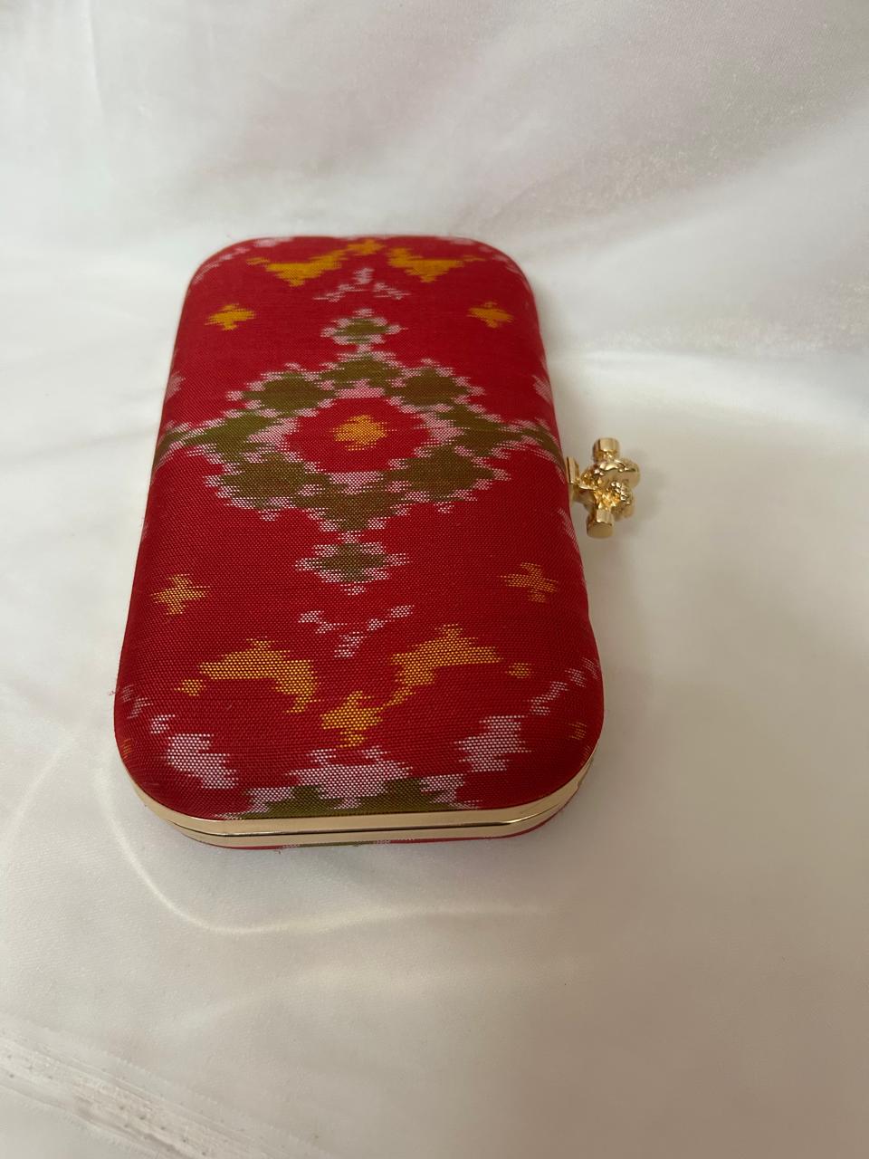 Red Pure silk Patan Patola Clutch