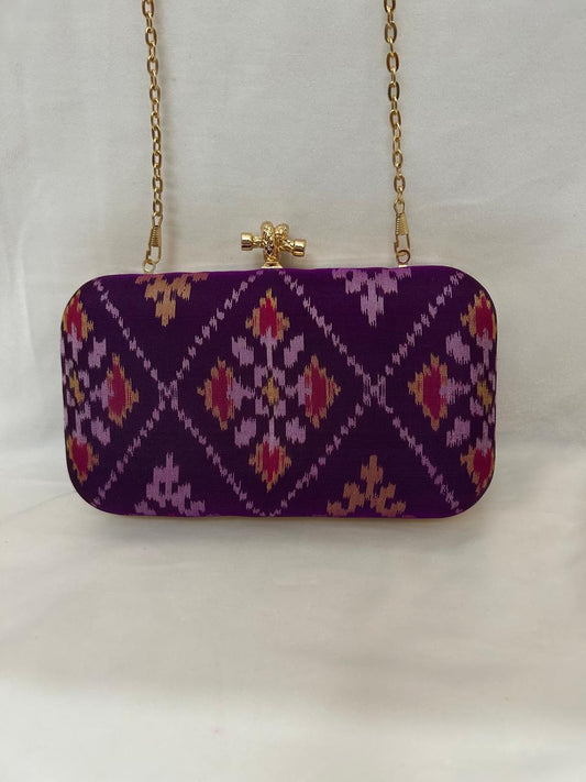 Purple Pure silk Patan Patola Clutch