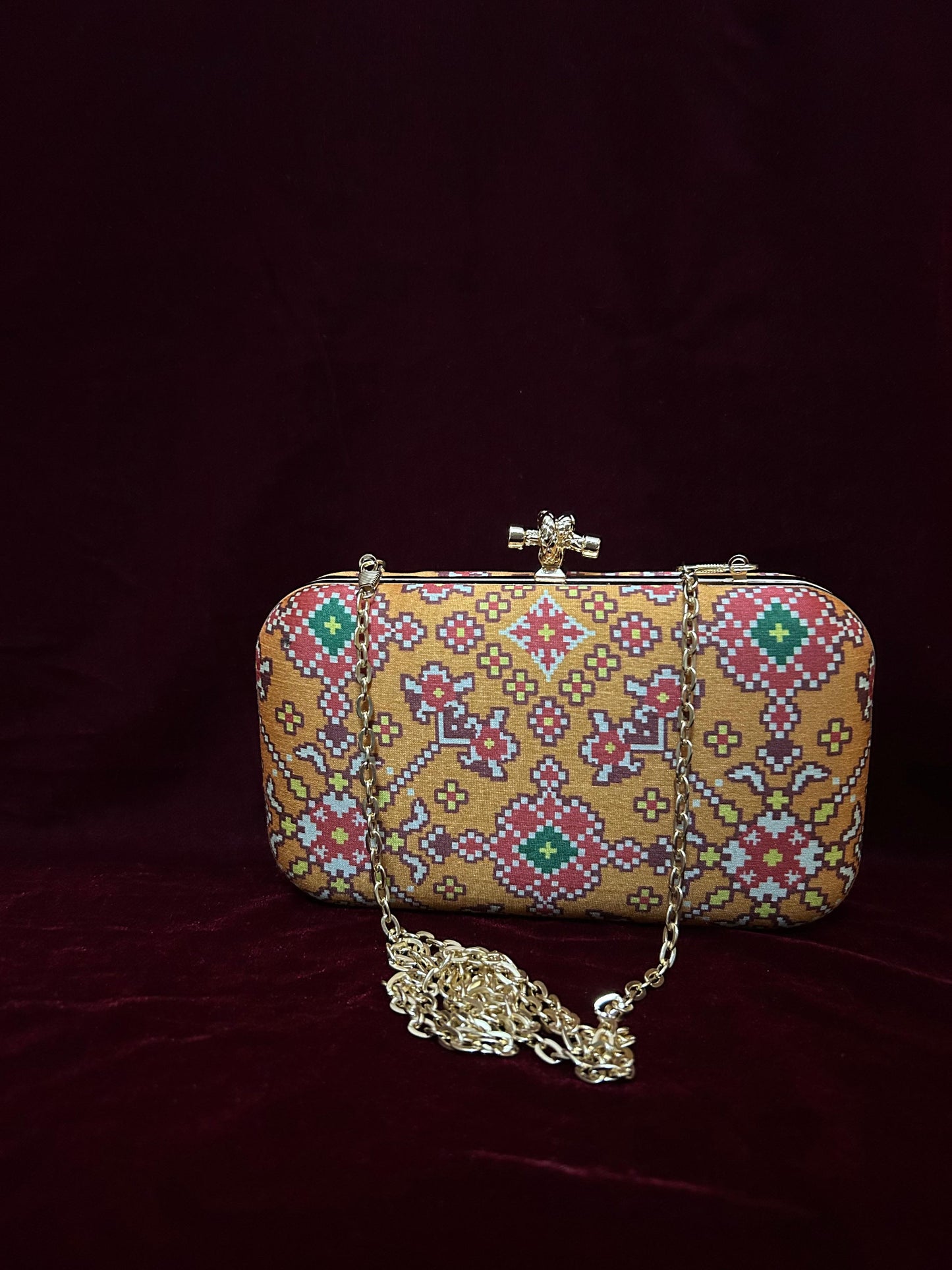 Mustard yellow Patola Clutch