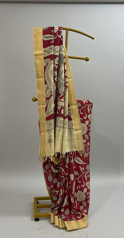 Pen Kalamkari Saree -Alankrutha