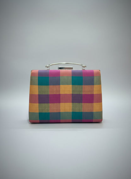 Palam silk Checks Clutch (Different Shape)
