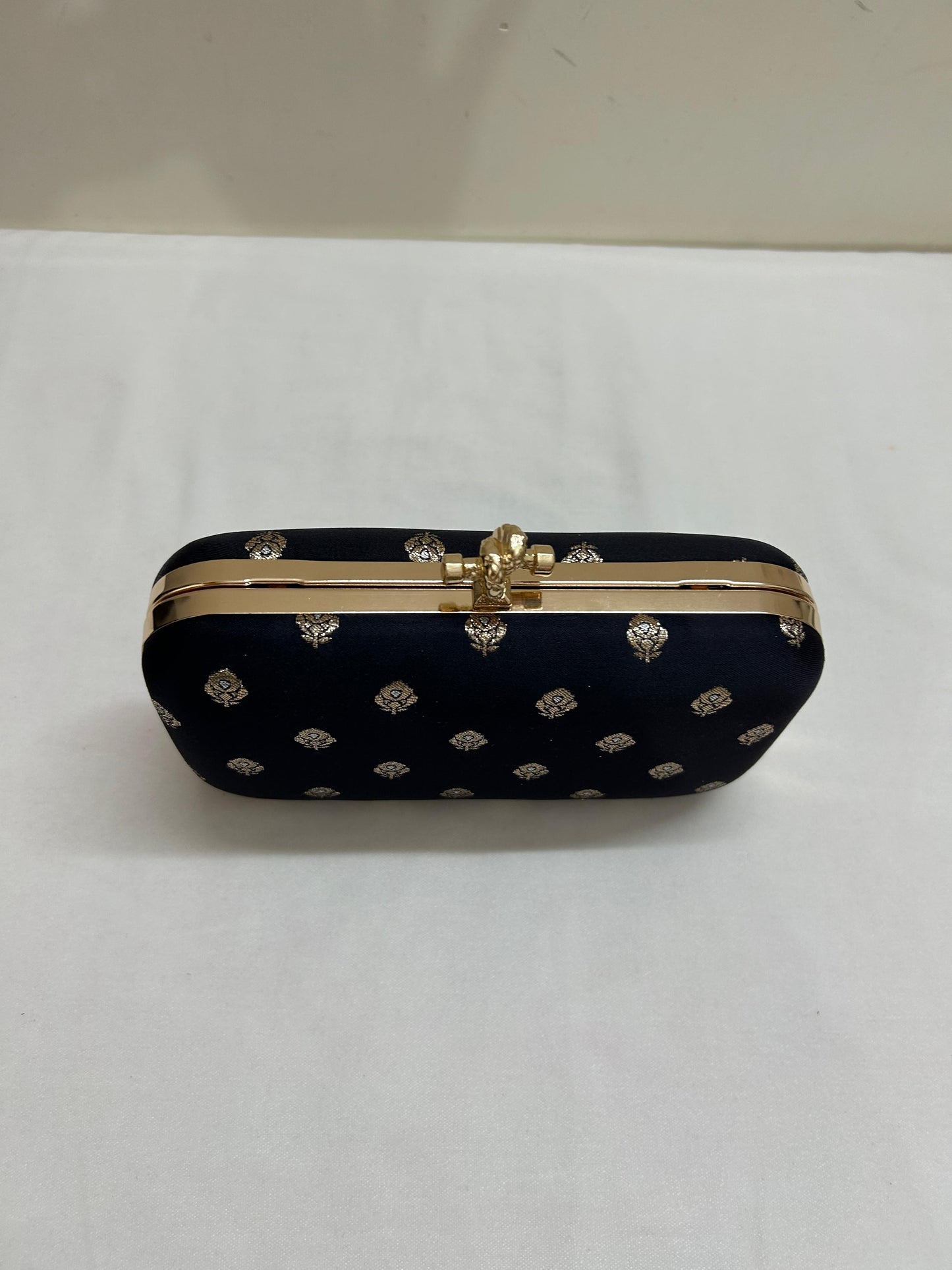 Black  Brocade Print Clutch