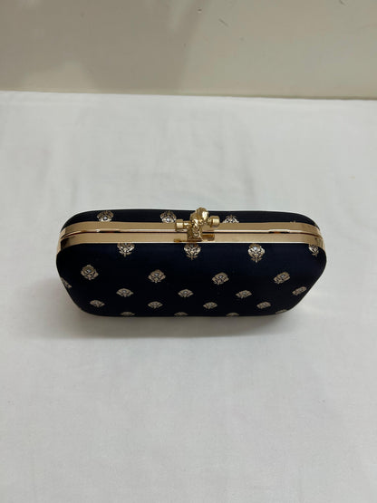 Black  Brocade Print Clutch