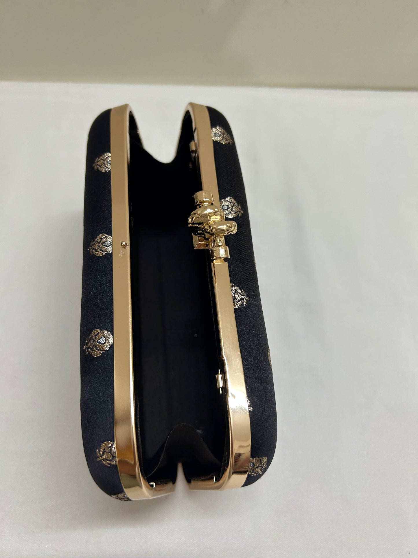 Black  Brocade Print Clutch