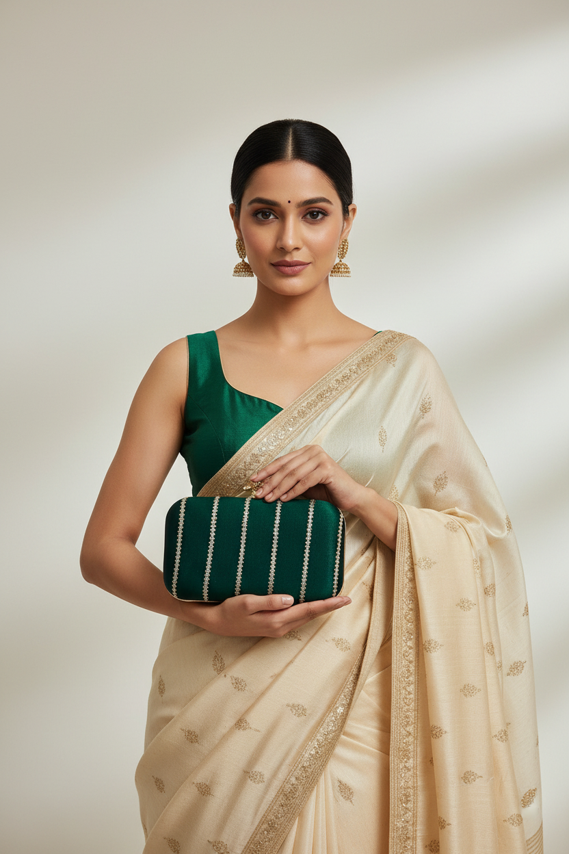 Designer Ethnic Green Clutch