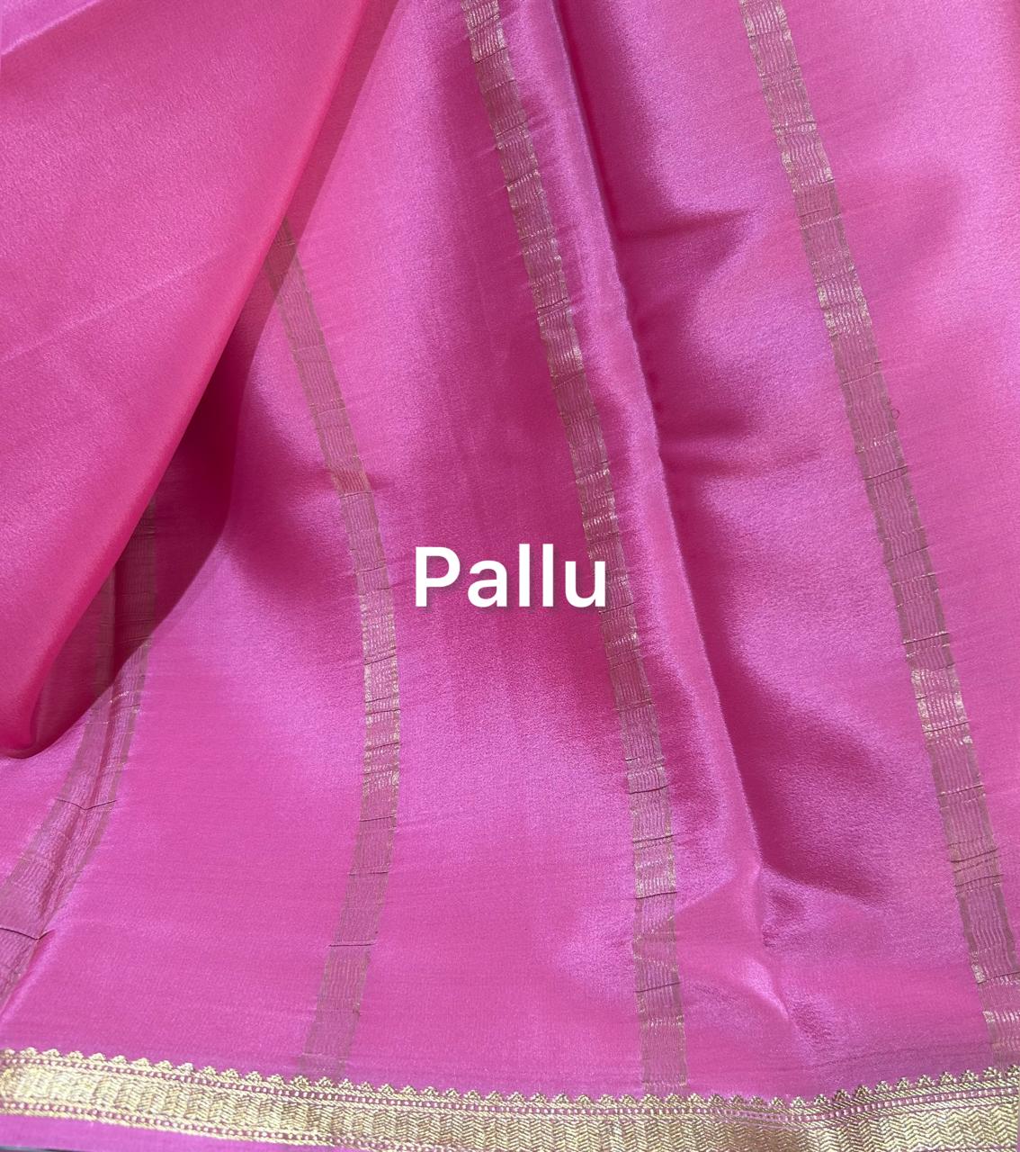 Light Pink Pure Mysuru Silk Saree