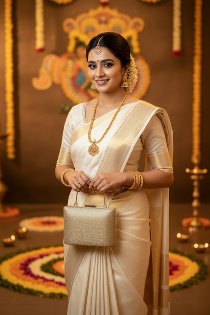 Gold Tissue Brocade Clutch