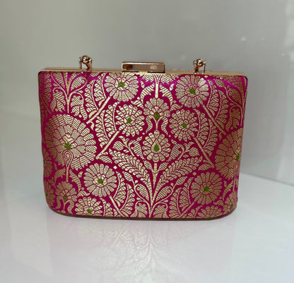 Pink Banaras Clutch