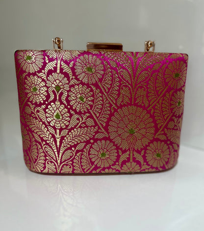 Pink Banaras Clutch