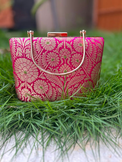 Pink Banaras Clutch