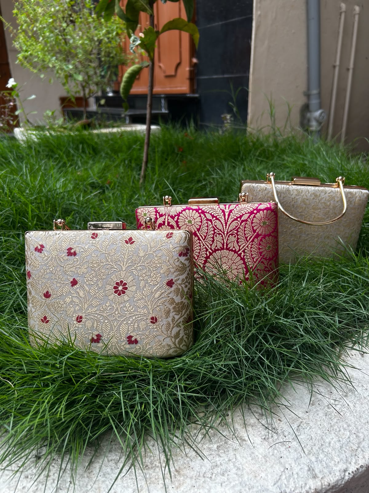 Pink Banaras Clutch