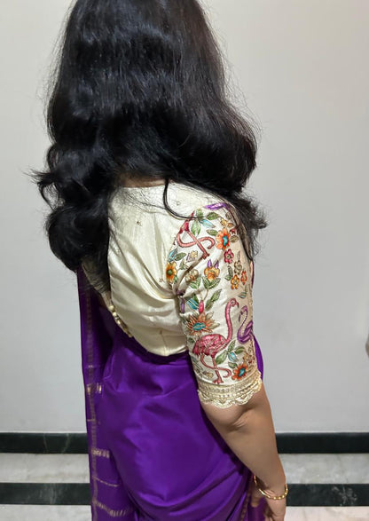 Embroidered Kalamkari silk blouse