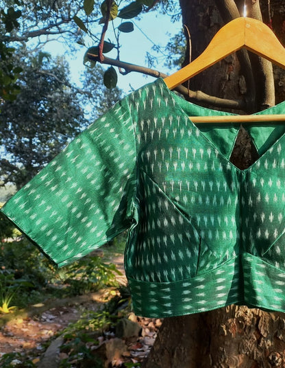 Green Ikkat Silk Blouse