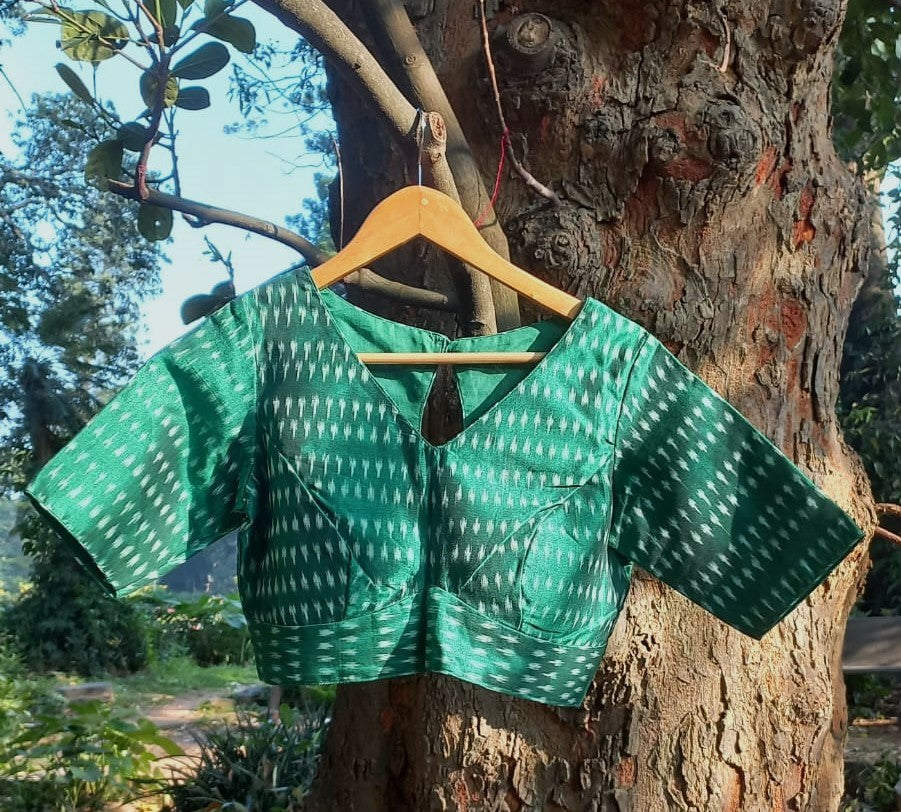 Green Ikkat Silk Blouse