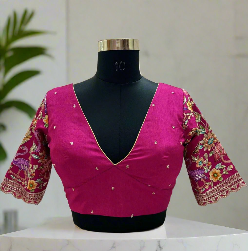 Pink Kalamkari silk Blouse-Alankrutha