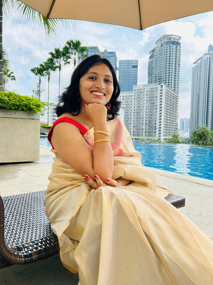 Pink Sleeveless Raw Silk Blouse
