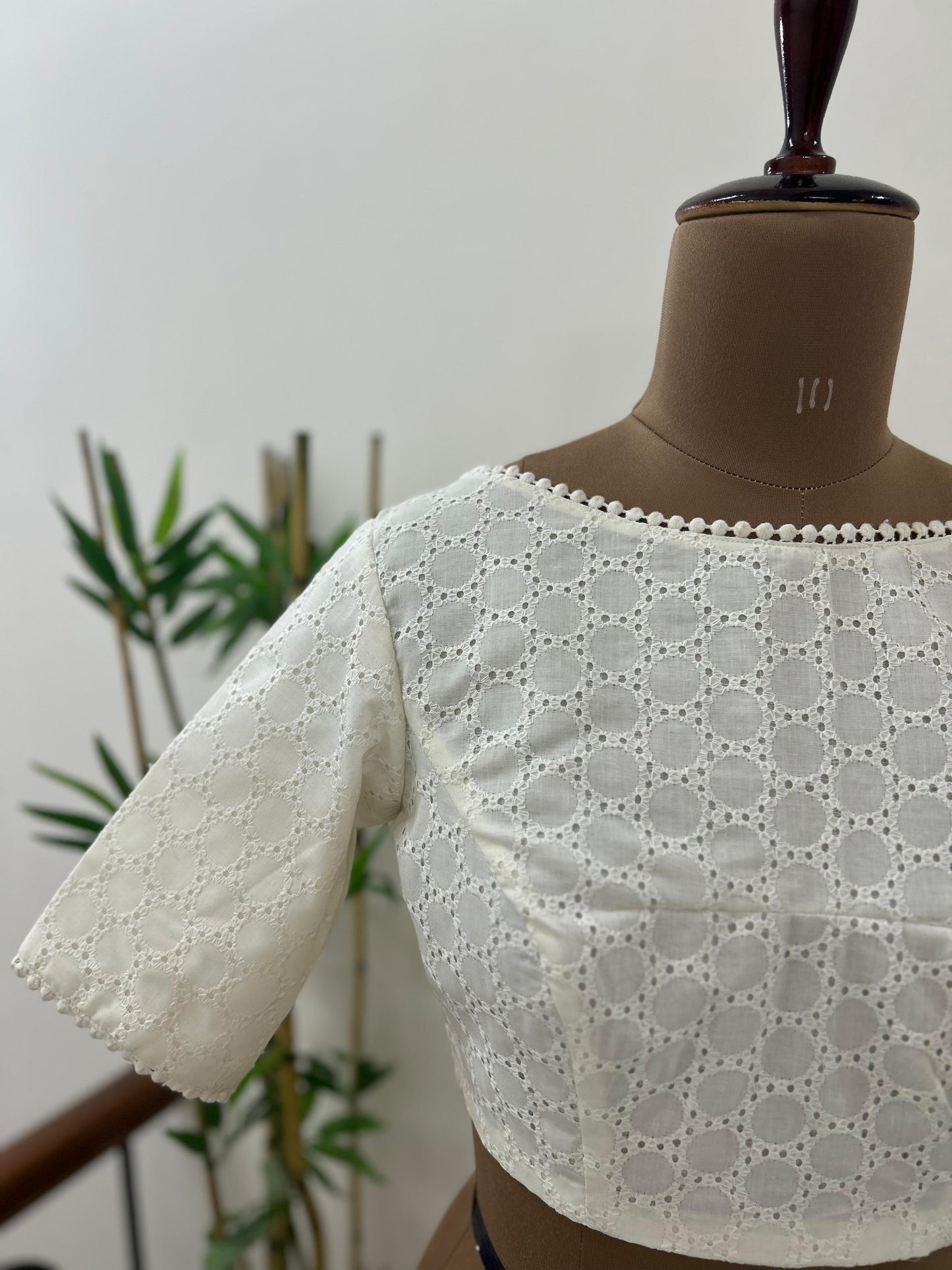 Cream Hakoba  Boat neck Blouse