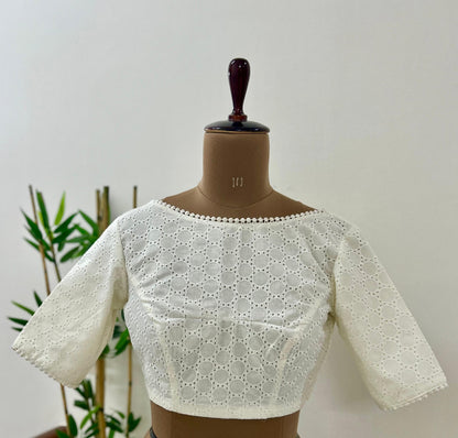 Cream Hakoba  Boat neck Blouse