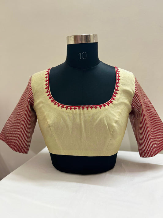 Red Gold brocade blouse