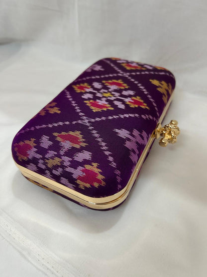 Purple Pure silk Patan Patola Clutch
