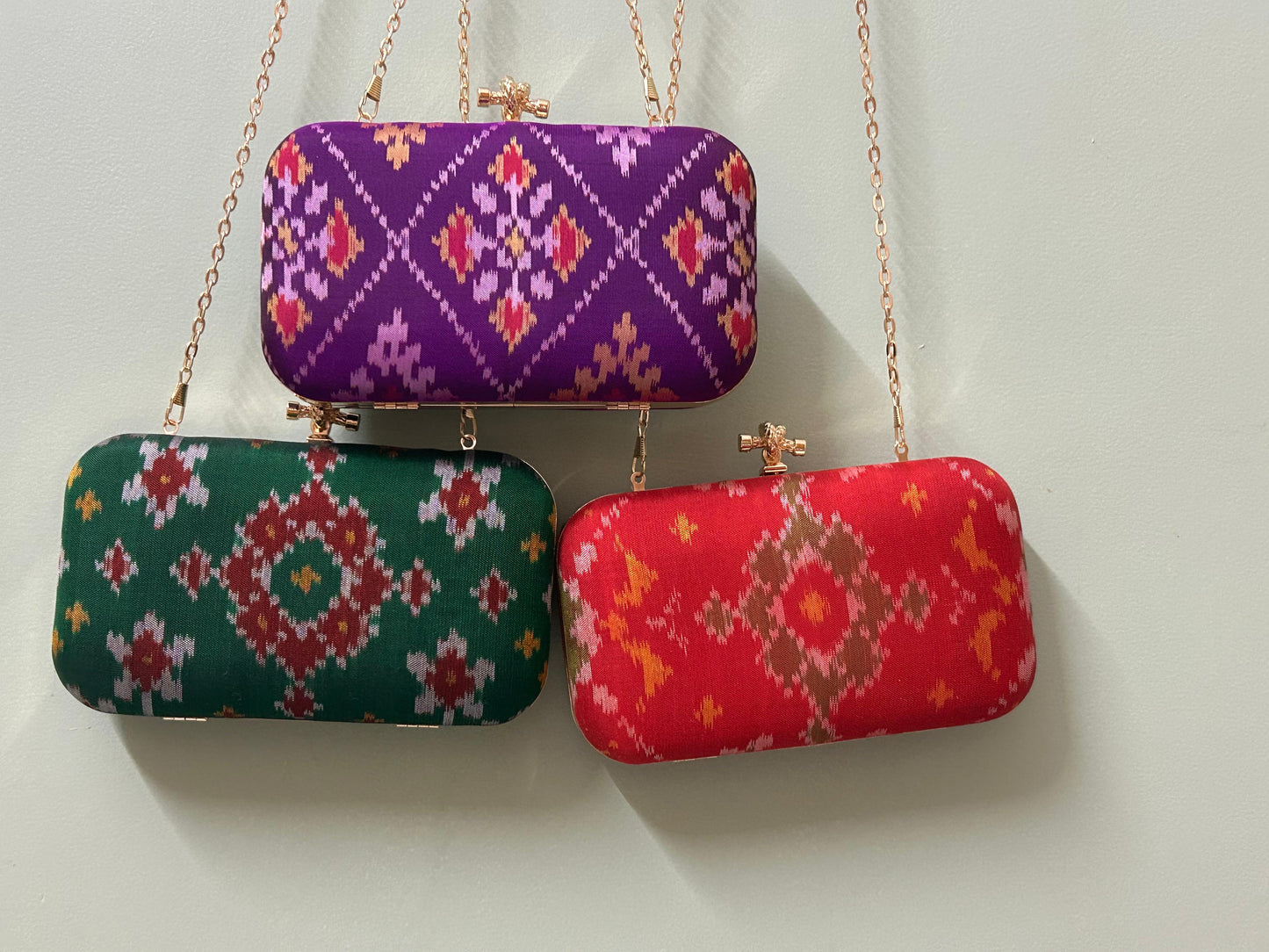 Purple Pure silk Patan Patola Clutch