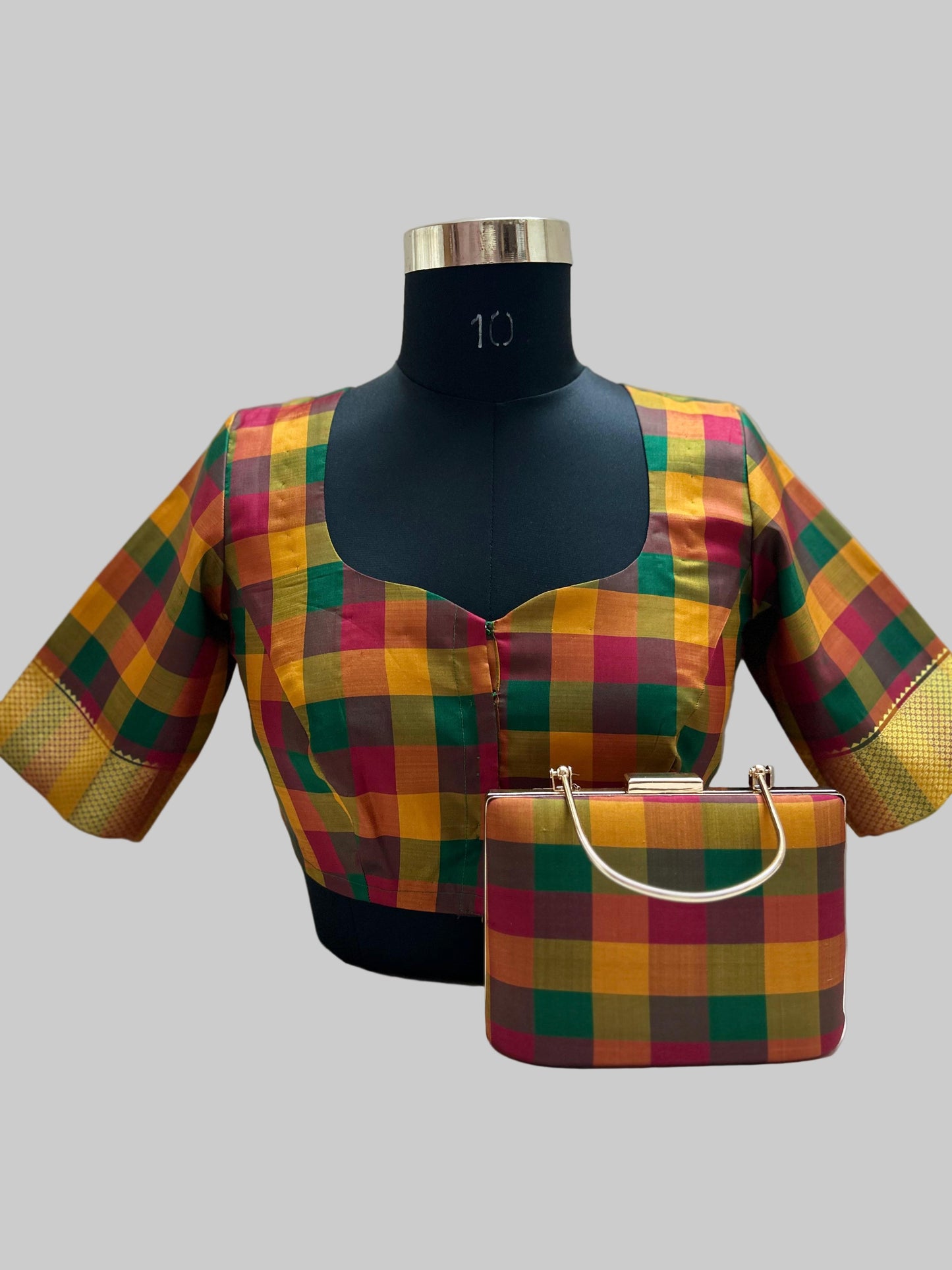 Palam silk Checks Clutch