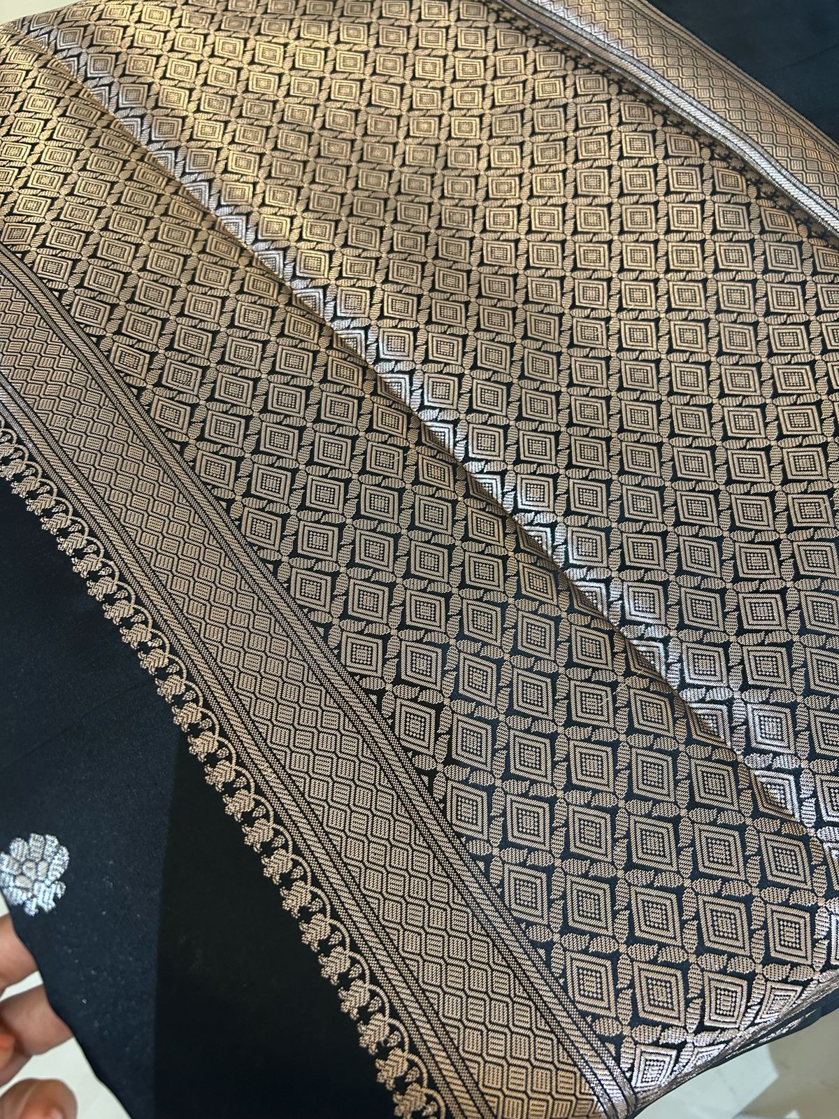 Semi Raw Mango Banaras saree with blouse fabric