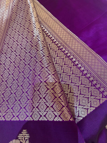 Semi Raw Mango Banaras saree with blouse fabric