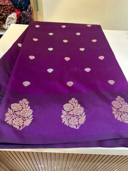 Semi Raw Mango Banaras saree with blouse fabric
