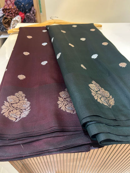 Semi Raw Mango Banaras saree with blouse fabric
