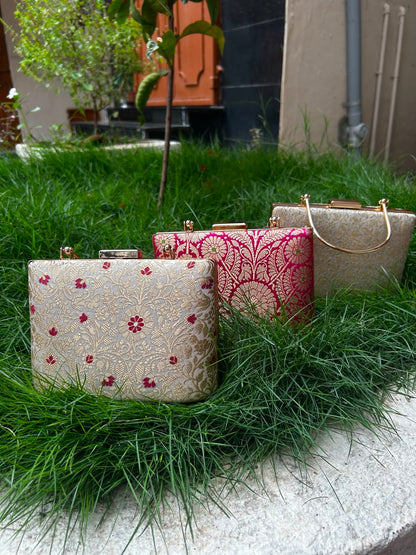 Gold Tissue Brocade Clutch
