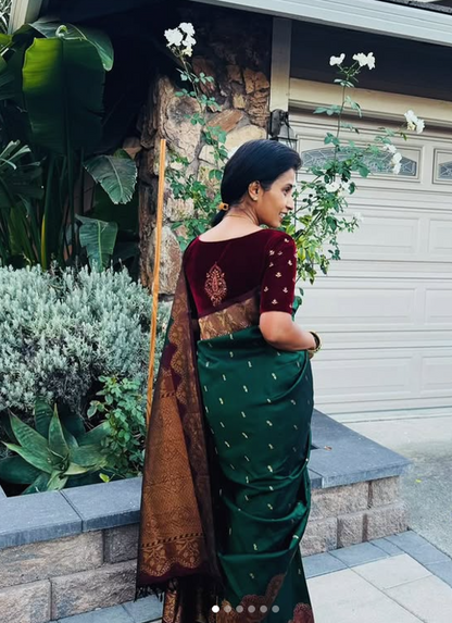 Maroon Velvet Embroidered Blouse